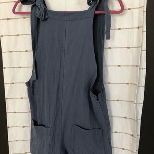 Raw edge shoulder tie overall